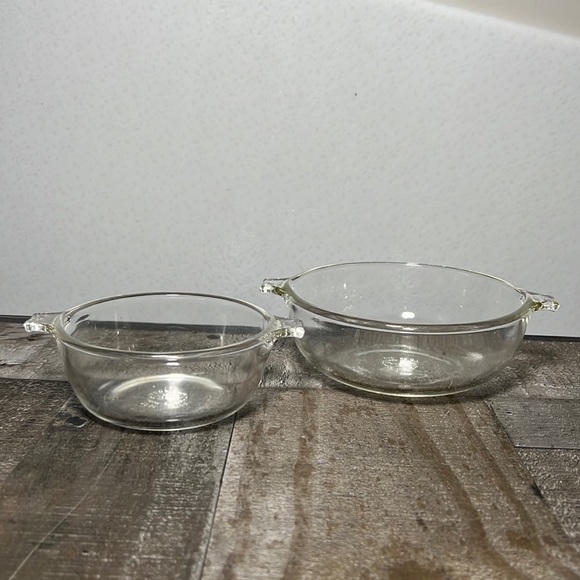 Pyrex Kitchen Vintage Pyrex Clear Bowls Tab Handles Round Set 2